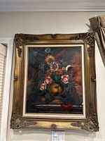 Frontal view of the complete framed painting showing overall appearance and condition