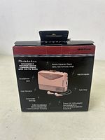 Photo of the back of the box showing features and specifications of the Studebaker Walkabout personal stereo cassette player.