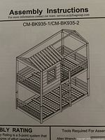 Assembly instructions manual showing exploded diagram of CM-BK935-1/CM-BK935-2 bunk bed