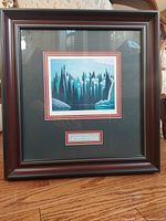 Front view of the framed print with glass showing full artwork and frame