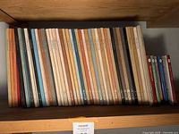 Shelf of Horizon books in assorted colors and volumes, spanning 1959 to 1977 with 5 extra books at the far right.