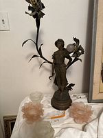 Full view of lamp base and all four shades laid out