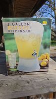 Box of 3 Gallon Beverage Dispenser showing product image and branding