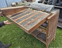 Full view of egg grading station on grass