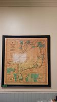 Full view of framed map hung on wall