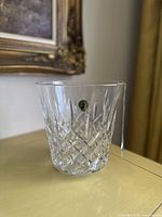 Crystal ice bucket front view on tabletop