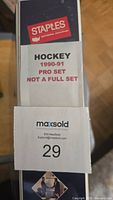 Spine view of the binder showing a label: HOCKEY 1990-91 PRO SET NOT A FULL SET.