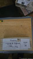 Label on cardboard box stating: Hockey Upper Deck 1991-92.