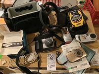 Overall shot of all items arranged on wooden surface