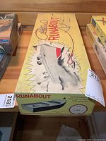 Box top showing vintage California Runabout boat illustration and title