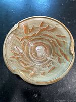 Top view of Hickory Flat Pottery bowl showing glaze pattern and shape