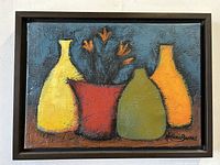 Front view of painting showing still life composition and colors