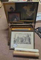 Group view of all framed pieces and rolled posters