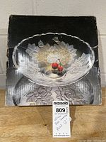 Box showing image of etched rose glass bowl