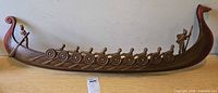 Full view of Syroco Viking longship wall art on table