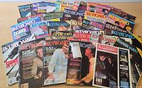 Front and back rows of Keyboard magazines spread out to show quantity and covers