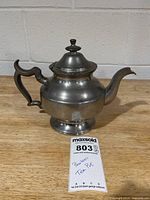 Full view of teapot showing shape, handle, spout, lid, and overall condition