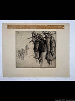 Full view of etching and sheet showing overall condition