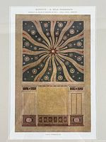 Close-up of one vintage Italian architectural lithograph print showing stylized sunburst ceiling and lower ornamental details. The print is titled with Italian text and artist name Carlo Panreggiani.