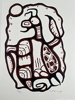 Close-up of signed silkscreen print showing details of the bird design and signature with edition number 285/300.