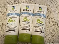Three tubes of Kalaya Pain Relief Extra Strength Pain Rub with Arnica 120g shown together.