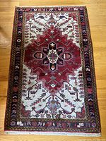 Full flat view of entire rug showing central medallion and border