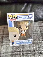 Photo of the NSYNC Justin Timberlake Funko Pop in original box showing front and side details