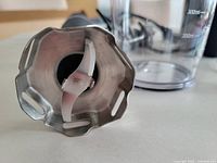 Close-up of the stainless steel immersion blender blade