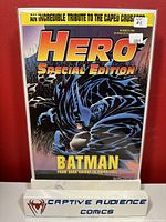 Hero Special Edition #1 Batman comic book front cover with VF grade sticker, displayed on Captive Audience Comics stand.