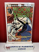 Front cover photo of Moon Knight #9 comic book showing detailed cover art and condition.