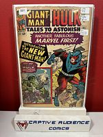 Front cover of Tales to Astonish #65 comic book showing new Giant Man costume and Hulk character.