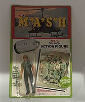 Full front view of the carded BJ Hunnicutt M*A*S*H action figure with helicopter image on top and the figure in blister.