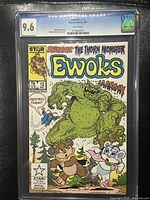 Front cover of Ewoks #12 comic showing graded CGC 9.6 label with detailed colorful character art and title.