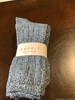 Single pair of grey cable knit women's Esprit socks with visible label