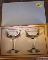 Pair of champagne coupes in presentation box