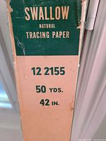 Box front showing Swallow Natural Tracing Paper label and specifications 50 yds, 42 in