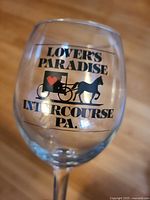 Close-up of printed design on one wine glass