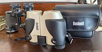 Bushnell and Kmart binoculars side by side with Bushnell case visible