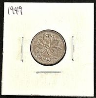 Reverse side showing the date 1949, maple leaves, denomination and CANADA inscription.