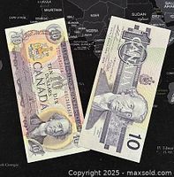 Photo showing both the 1971 and 1989 Canadian 10 dollar banknotes side by side.