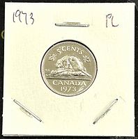 Coin reverse side showing beaver design, denomination, country, and year in protective holder