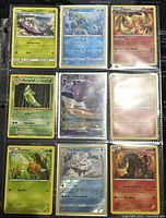 Front view of nine Pokémon trading cards including Wimpod, Seadra, Flareon, Metapod, Umbreon GX, and others.