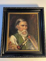 Front view of framed oil portrait showing full composition and frame