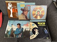 Overview of all six Elvis Presley vinyl LP albums showing cover art and condition