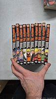 Front spines of Naruto manga volumes 31 through 40 showing sequential numbering and artwork.