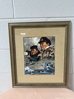 Front view of the framed nautical print showing artwork and frame details.