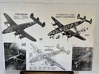 Full view of the poster showing multiple airplane images, schematics, and black and white photos around a Lockheed L-1049 Super Constellation drawing.