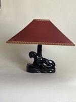 Full view of MCM panther lamp with original shade showing lamp shape and style