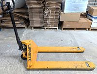 Side view of entire pallet jack showing forks and Lift-Rite logo