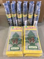 24 Royal Fine car hanging air freshener spray bottles and 2 Little Trees Royal Pine air fresheners in original packaging